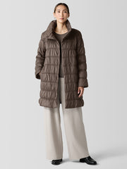 Eggshell Recycled Nylon Stand Collar Coat