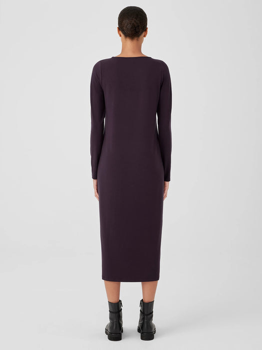 Stretch Jersey Knit Jewel Neck Dress