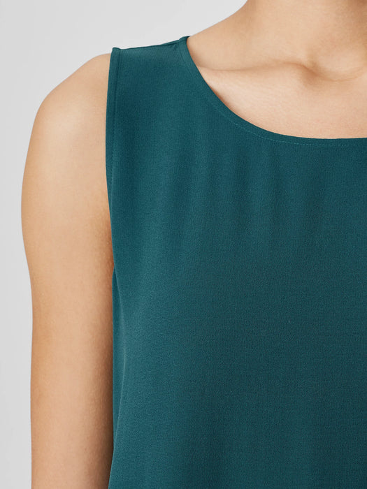Silk Georgette Crepe&nbsp;Ballet Neck Long Tank