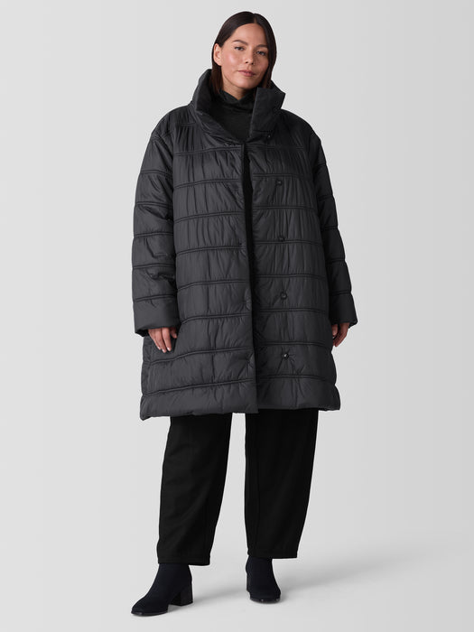 Eggshell Recycled Nylon Stand Collar Coat