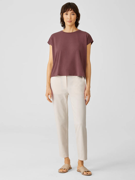 Cotton Blend Ponte High-Waisted Slim Pant