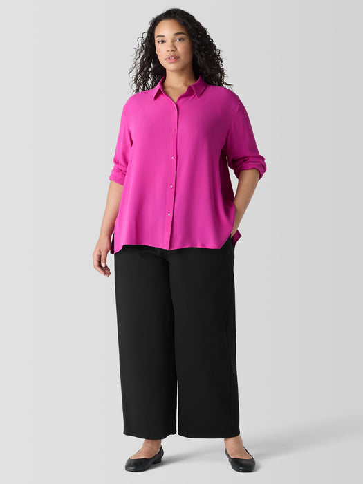 Silk Georgette Crepe Classic Collar Shirt