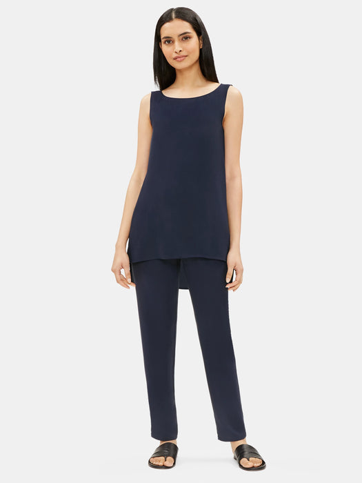 Silk Georgette Crepe Bateau Neck Tank