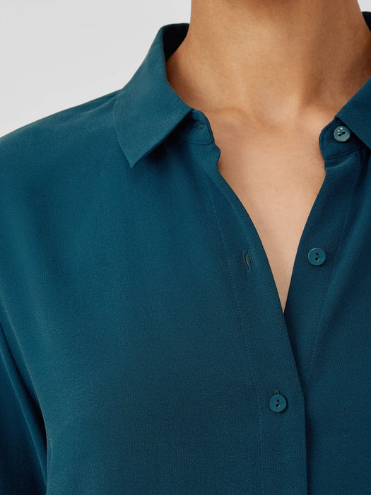 Silk Georgette Crepe Classic Collar Shirt
