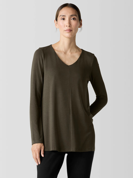 Fine Jersey V-Neck Long Top