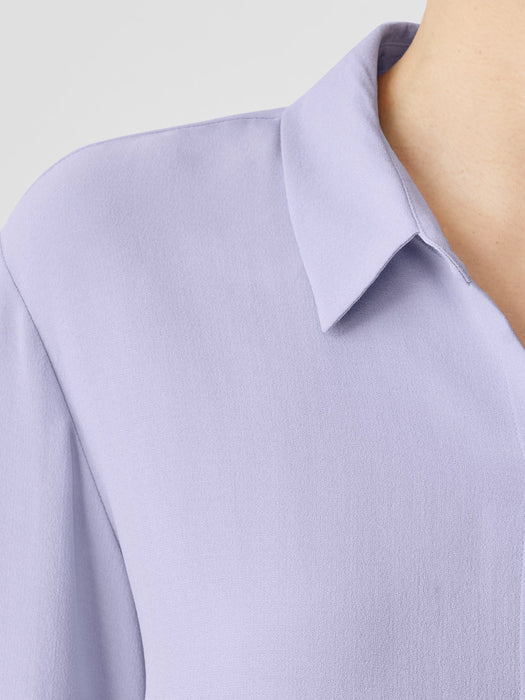 Silk Georgette Crepe Classic Collar Shirt
