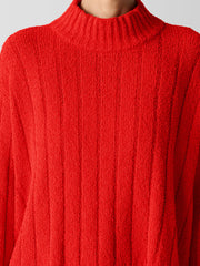Cotton Fluff Rib Turtleneck Top