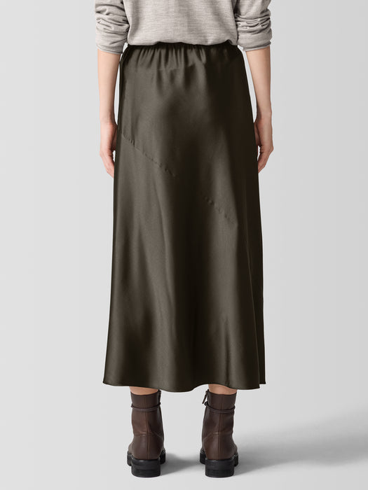 Stretch Silk Charmeuse Bias Skirt