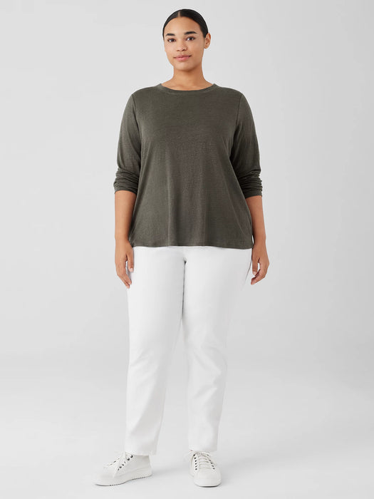 Organic Linen Jersey Crew Neck Top