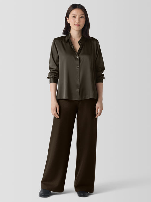 Felted Wool Jersey&nbsp;Wide-Leg Long Pant in Regenerative Wool