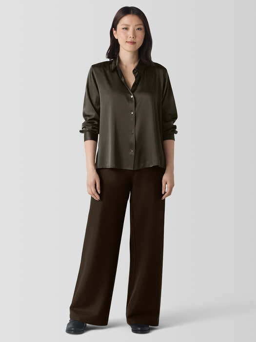 Felted Wool Jersey&nbsp;Wide-Leg Long Pant in Regenerative Wool