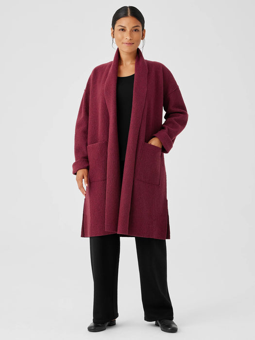 Lightweight Boiled&nbsp;Wool High Collar Coat in Regenerative Wool