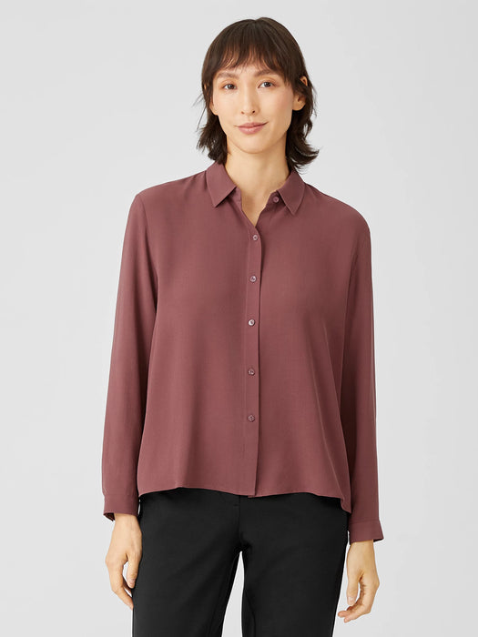 Silk Georgette Crepe Classic Collar Shirt
