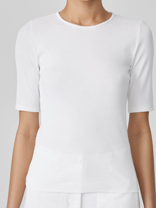 Organic Cotton Stretch Rib Crew Neck Top