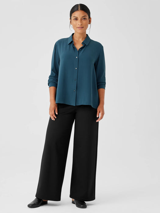 Silk Georgette Crepe Classic Collar Shirt
