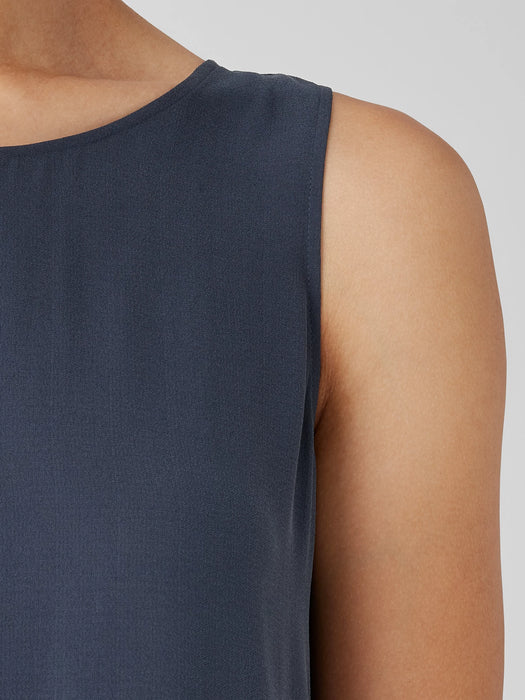 Silk Georgette Crepe&nbsp;Ballet Neck Long Tank