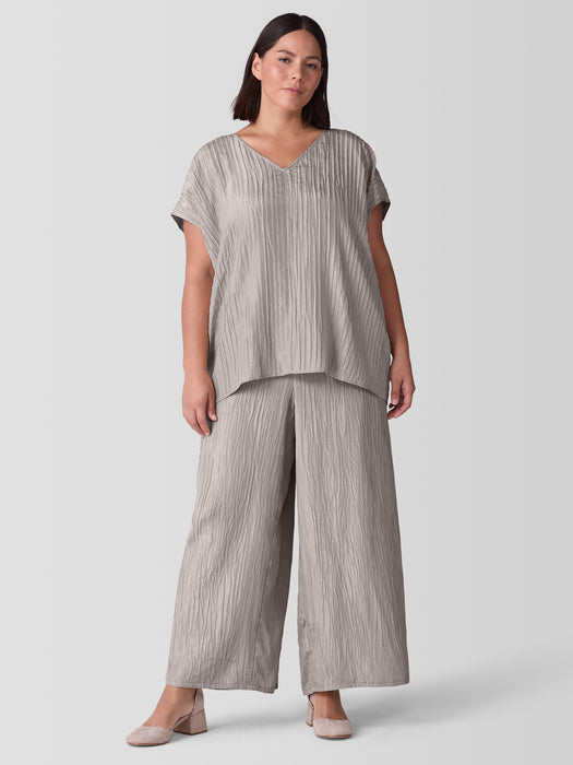 Textured Silk Jacquard V-Neck&nbsp;Top