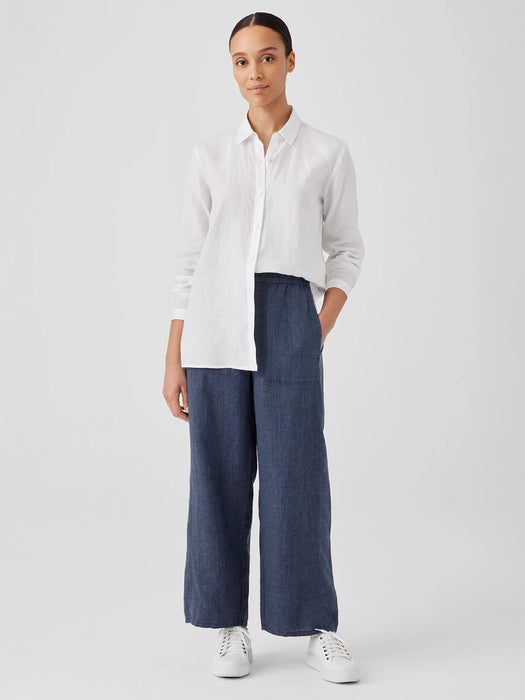 Washed Organic Linen D&eacute;lav&eacute; Wide Trouser Pant