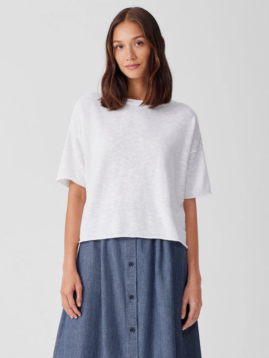 Organic Linen Cotton Slub Bateau Neck Top