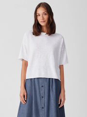 Organic Linen Cotton Slub Bateau Neck Top