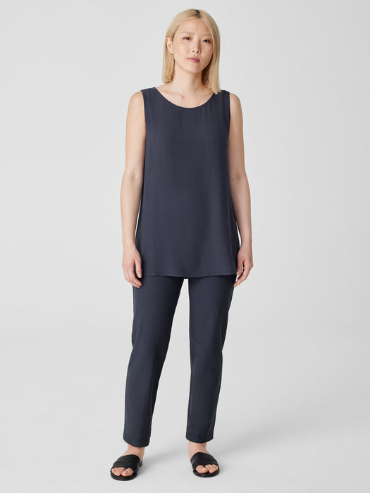 Silk Georgette Crepe&nbsp;Ballet Neck Long Tank