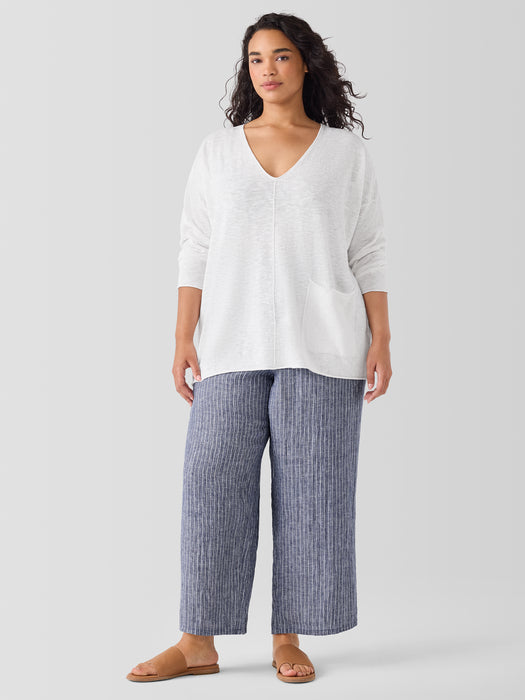 Organic Linen Cotton Slub V-Neck Top