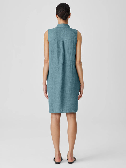 Washed Organic Linen D&eacute;lav&eacute; Sleeveless Shirtdress