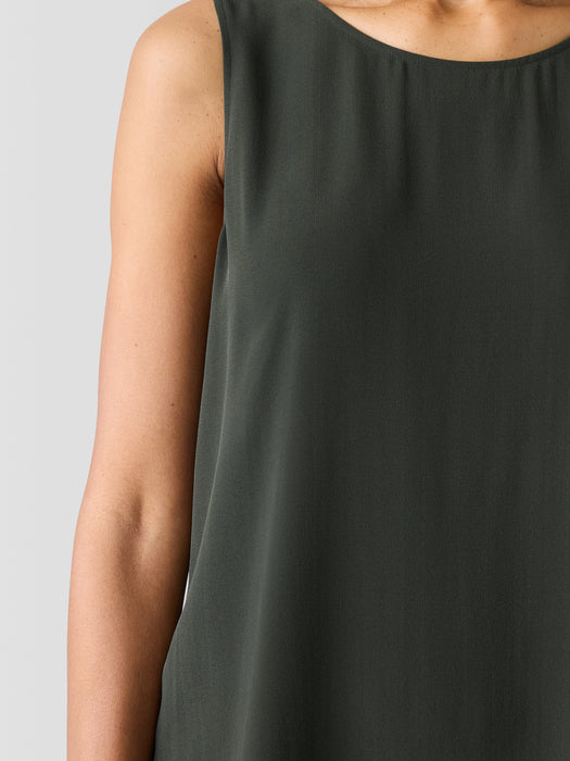 Silk Georgette Crepe&nbsp;Ballet Neck Long Tank