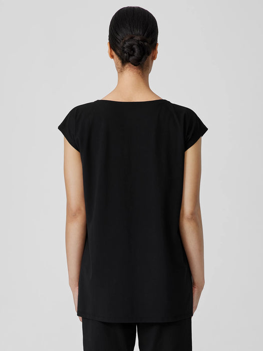 Pima Cotton Stretch Jersey Bateau Neck Long Top