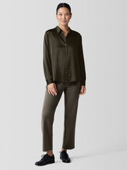 Stretch Silk Charmeuse&nbsp;Classic Collar Shirt