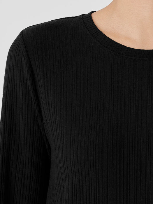 Variegated Rib Knit Crew Neck Top