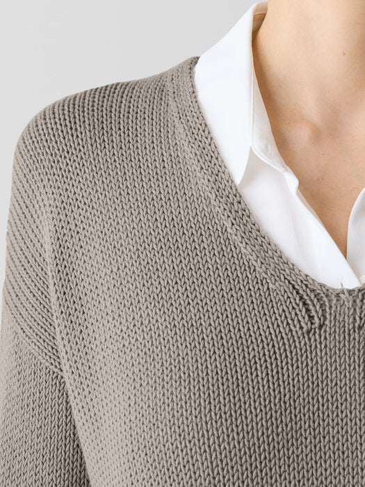 Peruvian Organic Cotton Cord Jersey V-Neck Top