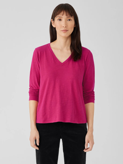 Organic Cotton Slub V-Neck Top