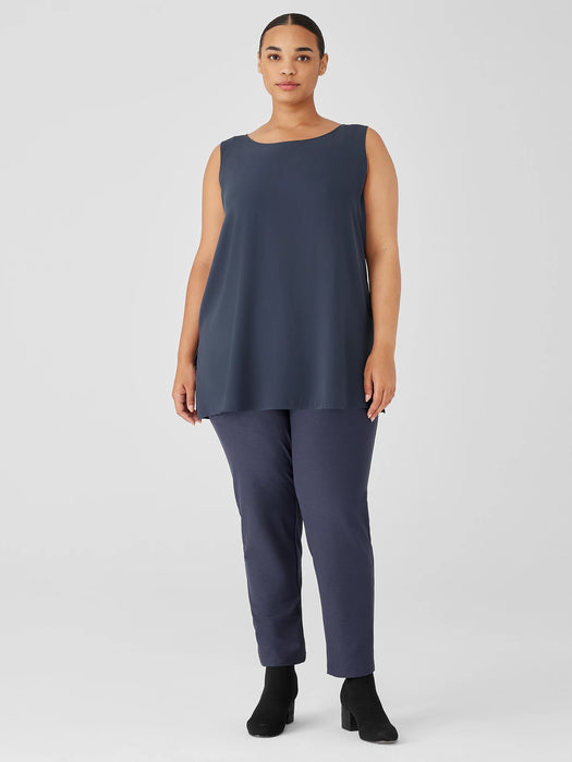 Silk Georgette Crepe&nbsp;Ballet Neck Long Tank