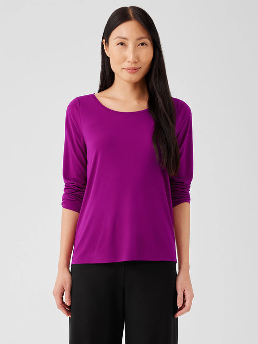Stretch Silk Jersey Scoop Neck Top