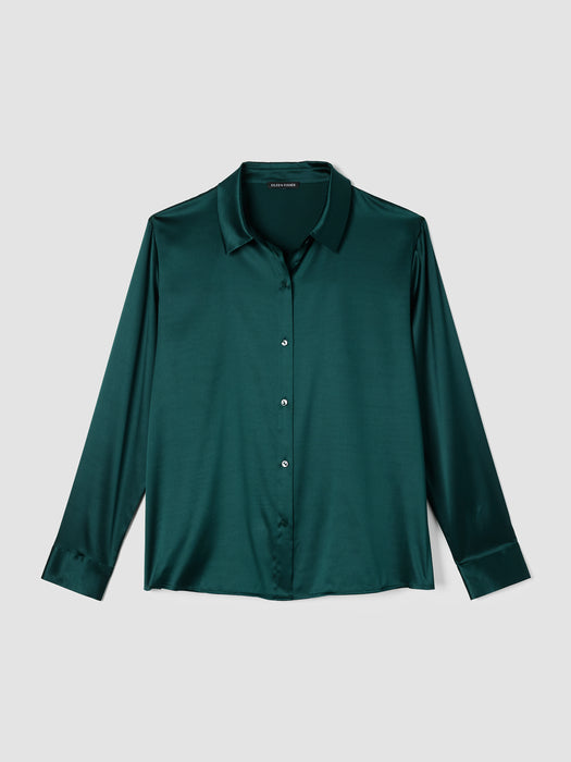 Stretch Silk Charmeuse&nbsp;Classic Collar Shirt