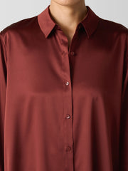Stretch Silk Charmeuse&nbsp;Classic Collar Shirt