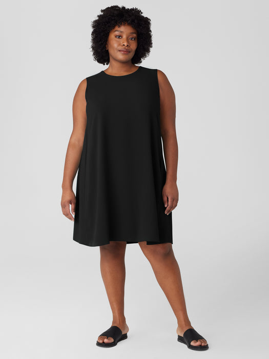 Silk Georgette Crepe Round Neck Dress