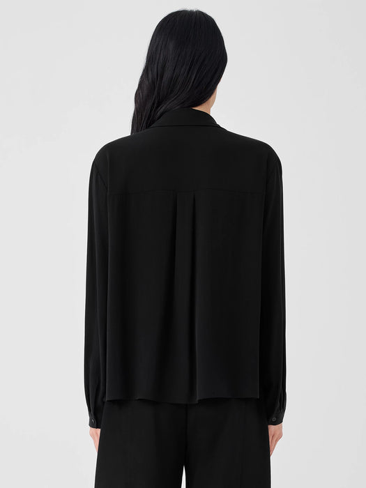 Silk Georgette Crepe Classic Collar Shirt