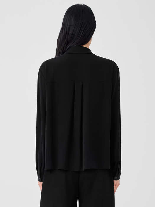 Silk Georgette Crepe Classic Collar Shirt