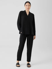 Silk Georgette Crepe V-Neck Top