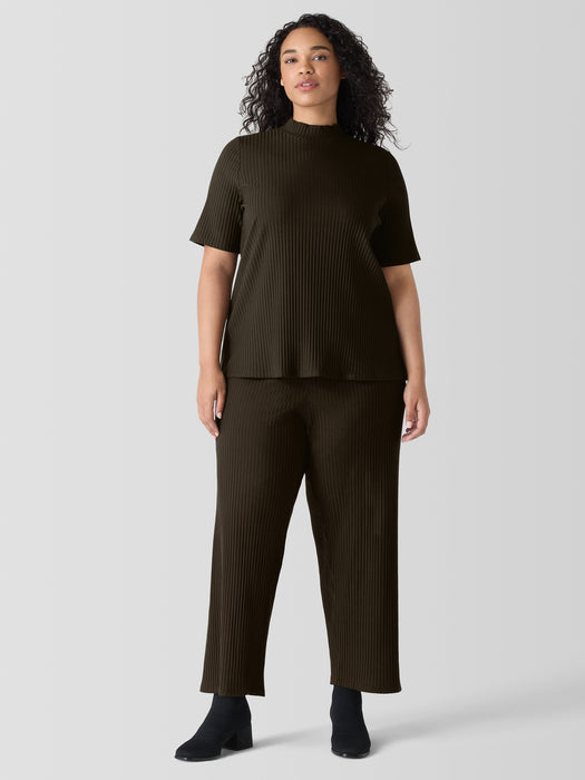 Textured Stretch Rib&nbsp;Wide-Leg Pant