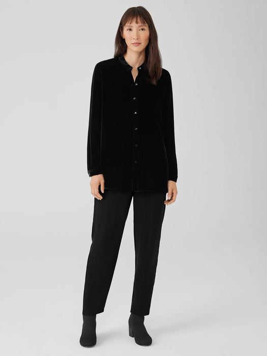Velvet Band&nbsp;Collar Long Shirt