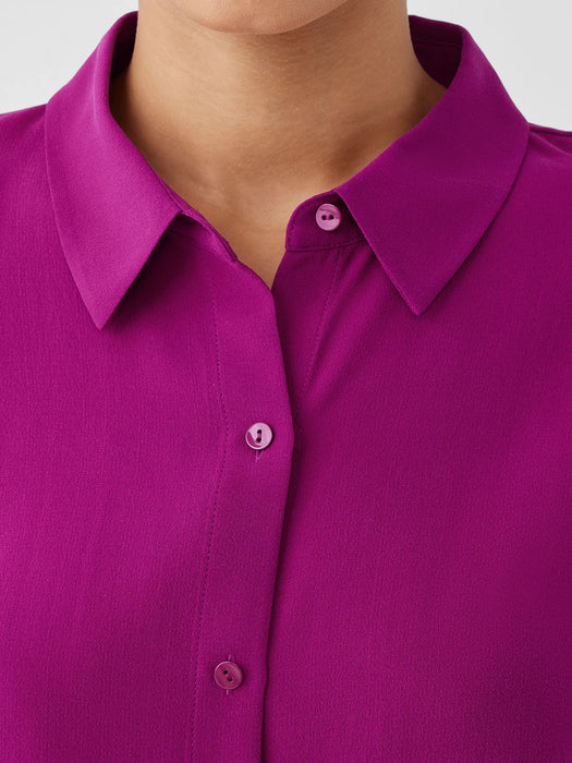 Silk Georgette Crepe Classic Collar Shirt