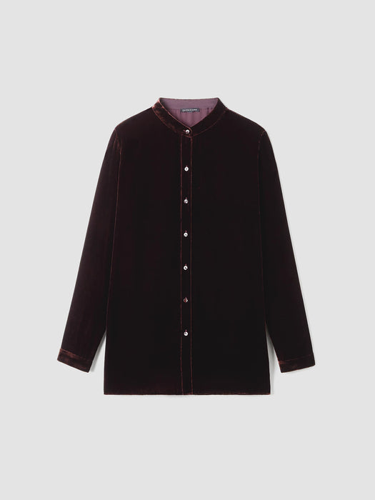 Velvet Band&nbsp;Collar Long Shirt