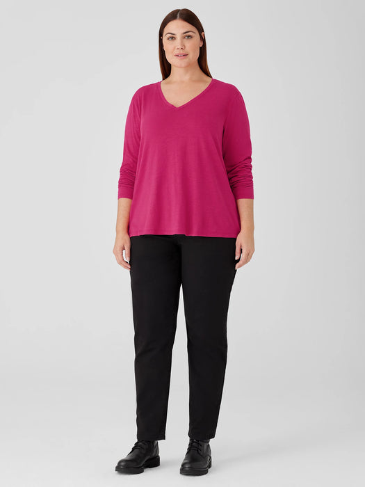 Organic Cotton Slub V-Neck Top