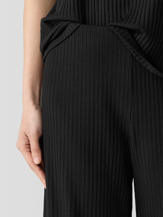 Textured Stretch Rib&nbsp;Wide-Leg Pant