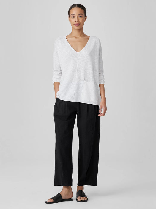 Organic Linen Cotton Slub V-Neck Top