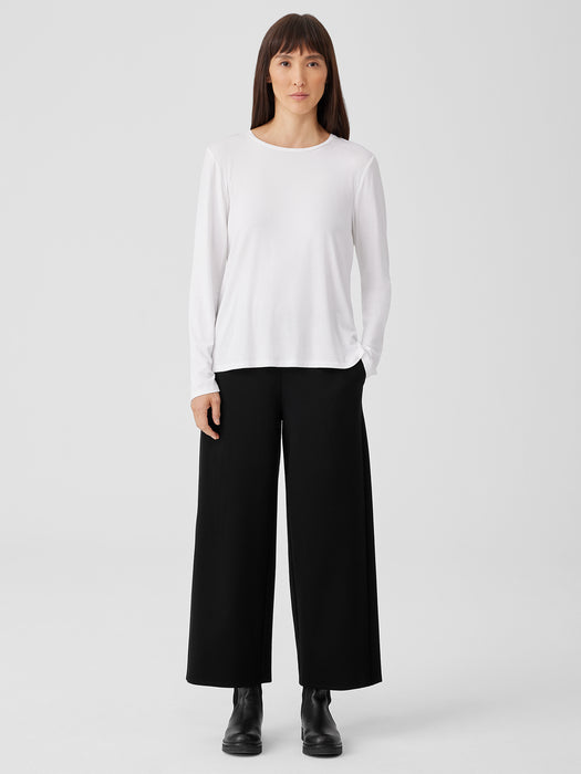 Stretch Jersey Knit Crew Neck Top