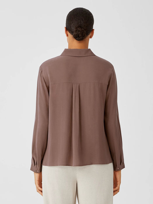 Silk Georgette Crepe Classic Collar Shirt